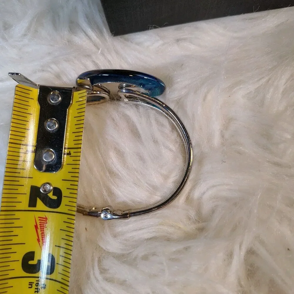 Murano Inspired Blue Green White & Purple Dichroic Glass Spiral Cuff Bracelet